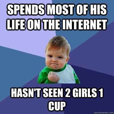 Spends most of his life on the Internet hasn't seen 2 Girls 1 Cup  Success Kid