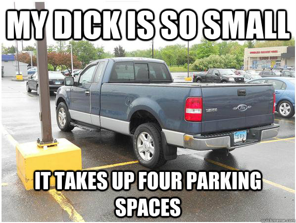 MY DICK IS SO SMALL IT TAKES UP FOUR PARKING SPACES  