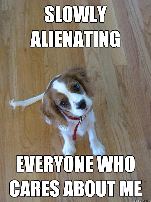 slowly alienating everyone who cares about me - slowly alienating everyone who cares about me  Cute Murder Puppy