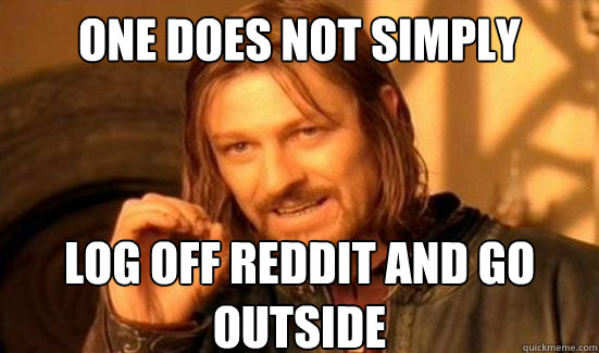 One Does Not Simply log off reddit and go outside  Boromir