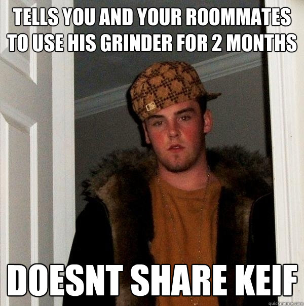 Tells you and your roommates to use his grinder for 2 months doesnt share keif  Scumbag Steve