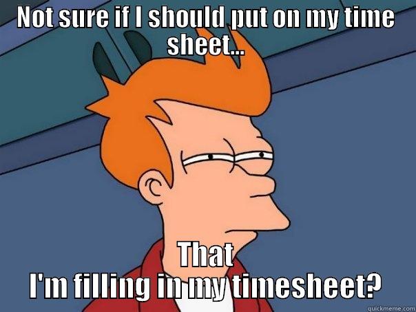 NOT SURE IF I SHOULD PUT ON MY TIME SHEET... THAT I'M FILLING IN MY TIMESHEET? Futurama Fry