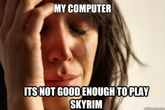 my computer its not good enough to play skyrim  First World Problems