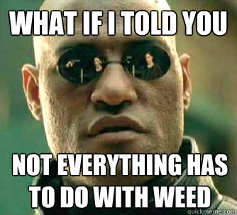 What if I told you not everything has to do with weed  What if I told you