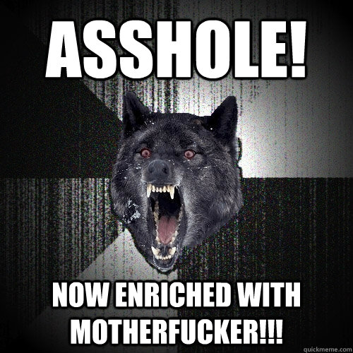 asshole! now enriched with motherfucker!!!  Insanity Wolf