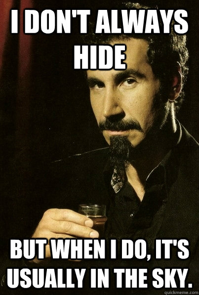 I don't always hide But when I do, it's usually in the sky. - I don't always hide But when I do, it's usually in the sky.  sERJ TANKIAN