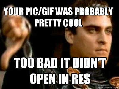 Your pic/gif was probably pretty cool too bad it didn't open in res  Downvoting Roman