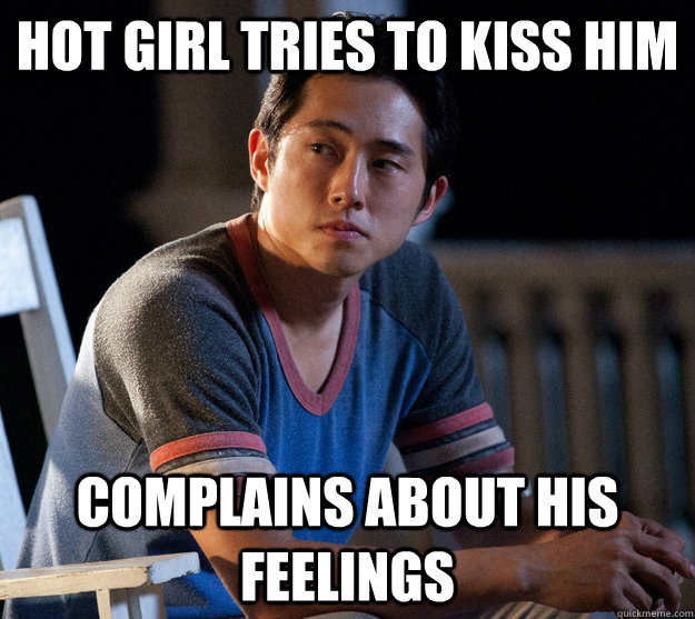 Hot girl tries to kiss him Complains about his feelings  Glenn Walking Dead