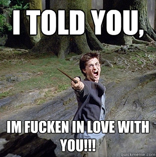 i told you, im fucken in love with you!!!  Pissed off Harry