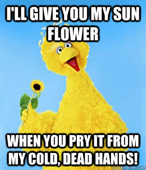 I'll give you my sun flower when you pry it from my cold, dead hands!  Big Bird NRA