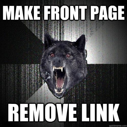 make front page remove link  Insanity Wolf