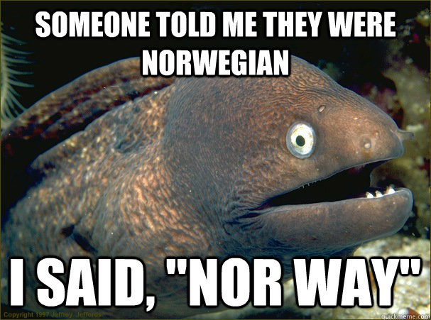 Someone told me they were norwegian I said, 