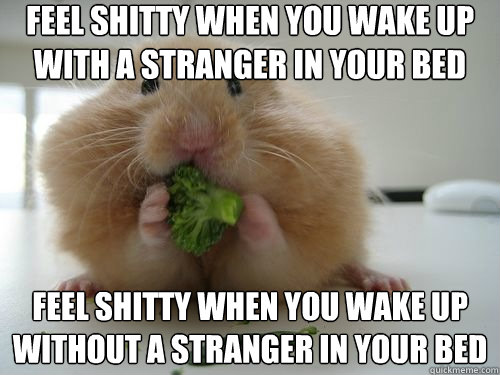 Feel shitty when you wake up with a stranger in your bed feel shitty when you wake up without a stranger in your bed  