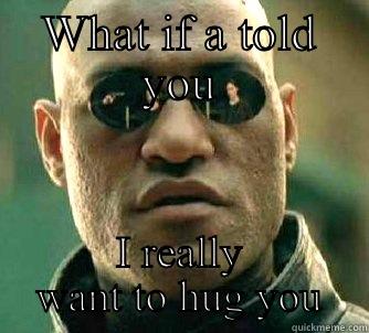 WHAT IF A TOLD YOU I REALLY WANT TO HUG YOU Matrix Morpheus