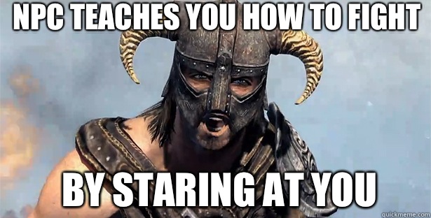 Npc teaches you how to fight By staring at you  skyrim