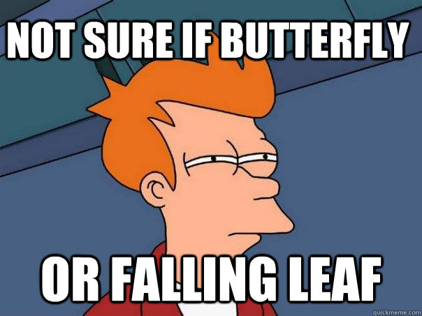 Not sure if Butterfly or falling leaf - Not sure if Butterfly or falling leaf  Futurama Fry