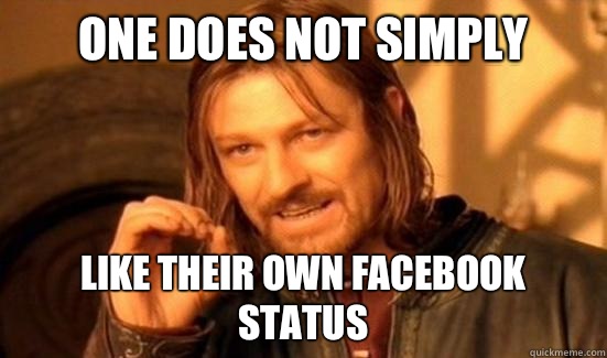 One Does Not Simply Like their own Facebook Status  Boromir
