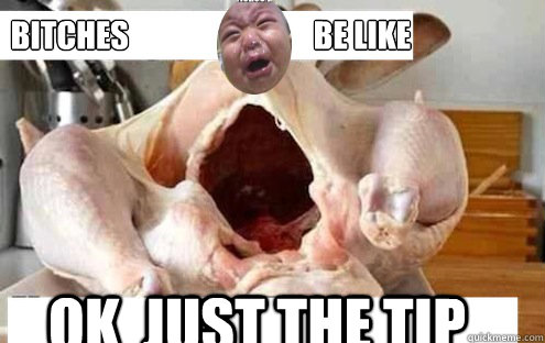 bitches                              be like ok  Just the tip   