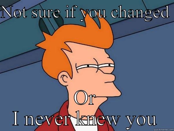NOT SURE IF YOU CHANGED  OR I NEVER KNEW YOU Futurama Fry