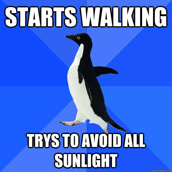 Starts Walking Trys to Avoid all Sunlight  Socially Awkward Penguin