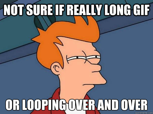 Not sure if really long gif or looping over and over  Not sure Fry