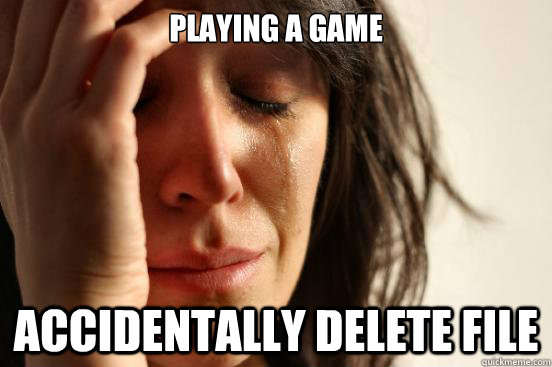 Playing a game accidentally delete file   First World Problems