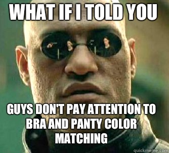what if i told you Guys don't pay attention to bra and panty color matching  Matrix Morpheus