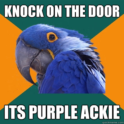knock on the door its purple ackie  Paranoid Parrot
