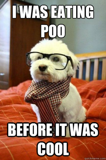 I was eating poo
 before it was cool  Hipster Dog