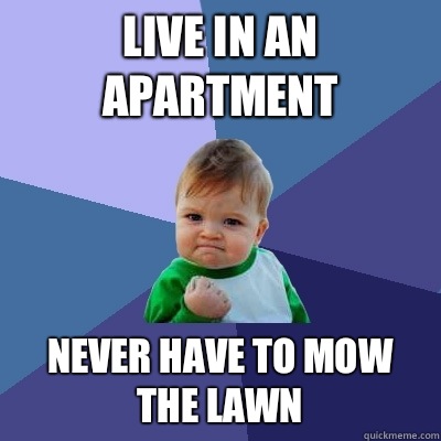 Live in an apartment Never have to mow the lawn  Success Kid