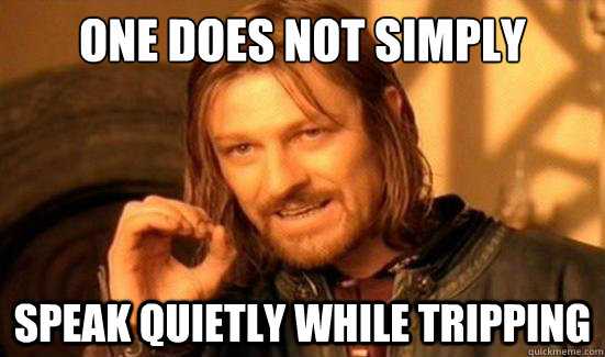 One does not simply speak quietly while tripping  Boromir