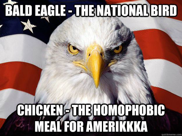 bald eagle - the national bird chicken - the homophobic meal for amerikkka  One-up America