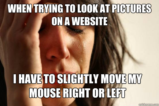 When trying to look at pictures on a website
 I have to slightly move my mouse right or left Caption 3 goes here  First World Problems