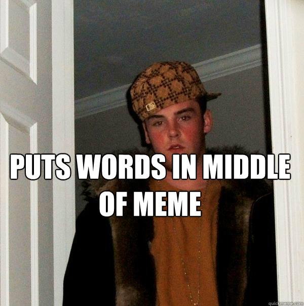 Puts words in middle of meme   Scumbag Steve