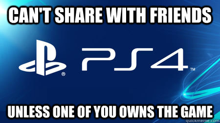 CAN'T SHARE WITH FRIENDS UNLESS ONE OF YOU OWNS THE GAME - CAN'T SHARE WITH FRIENDS UNLESS ONE OF YOU OWNS THE GAME  playstation problems
