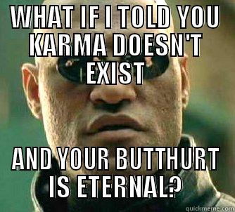 WHAT IF I TOLD YOU KARMA DOESN'T EXIST AND YOUR BUTTHURT IS ETERNAL? Matrix Morpheus