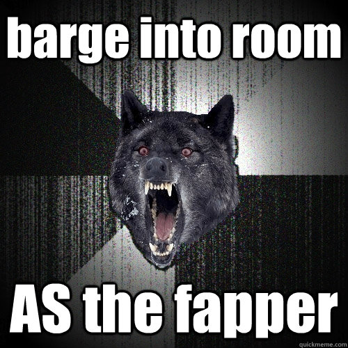 barge into room AS the fapper  Insanity Wolf