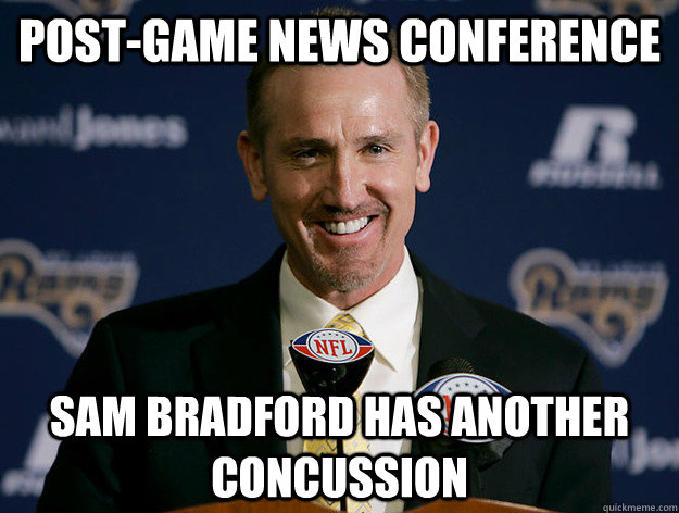 post-game news conference sam bradford has another concussion  concussion