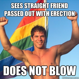 sees straight friend passed out with erection does not blow - sees straight friend passed out with erection does not blow  Good gay guy