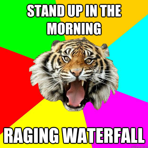 stand up in the morning raging waterfall  Time of the Month Tiger