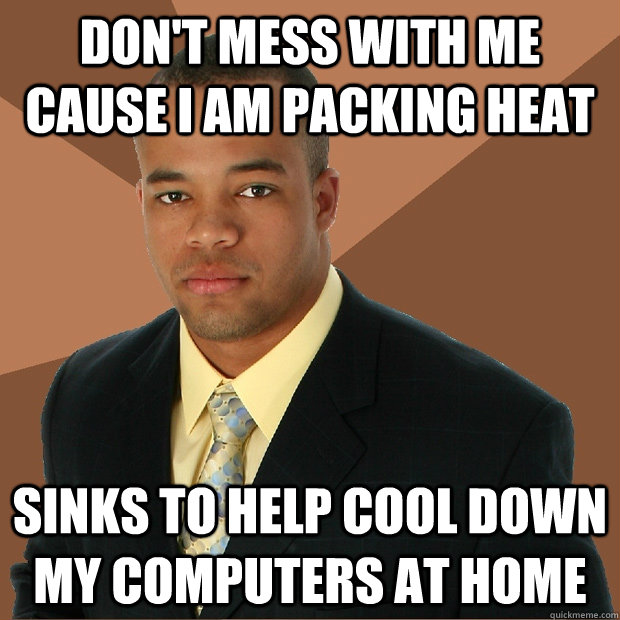 Don't mess with me cause I am packing heat sinks to help cool down my computers at home  Successful Black Man