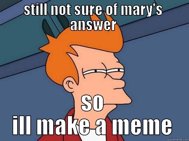 STILL NOT SURE OF MARY'S ANSWER SO ILL MAKE A MEME Futurama Fry