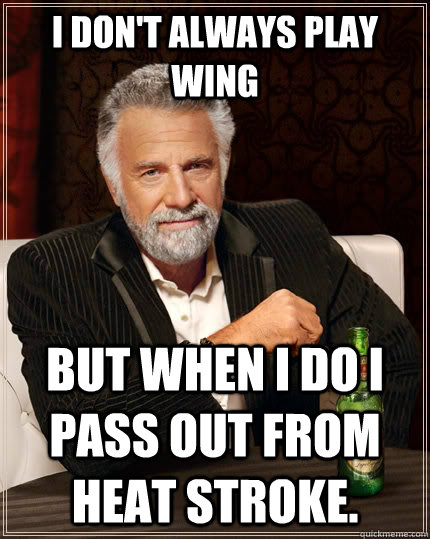 I don't always play wing but when I do I pass out from heat stroke.   The Most Interesting Man In The World