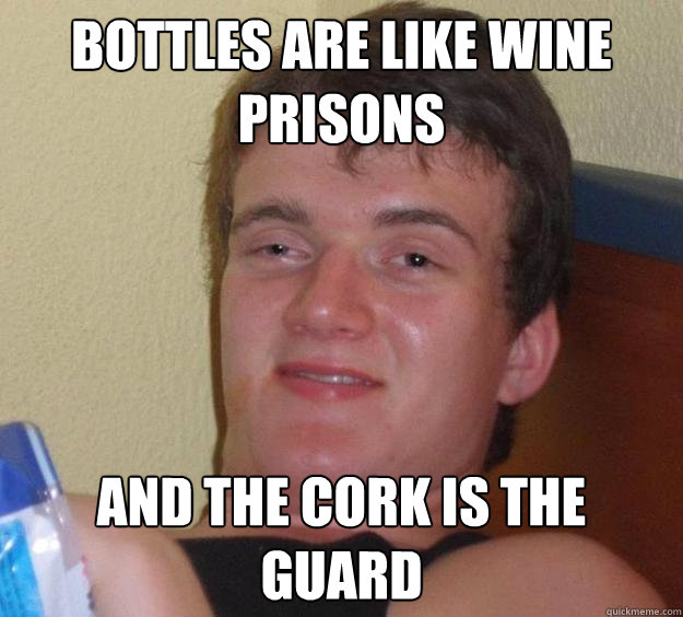 Bottles are like wine prisons  and the cork is the guard - Bottles are like wine prisons  and the cork is the guard  10 Guy