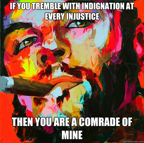 If you tremble with indignation at every injustice  then you are a comrade of mine - If you tremble with indignation at every injustice  then you are a comrade of mine  El Che guevara