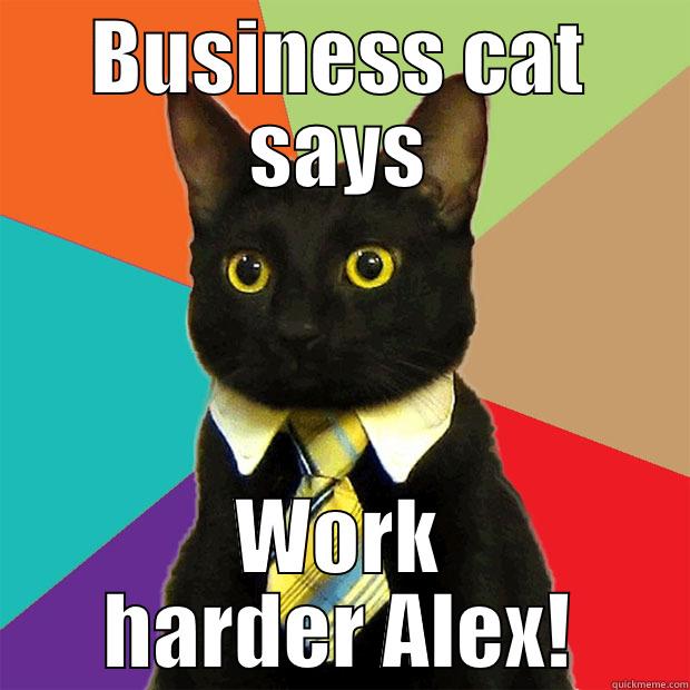 Business cat says - BUSINESS CAT SAYS WORK HARDER ALEX! Business Cat