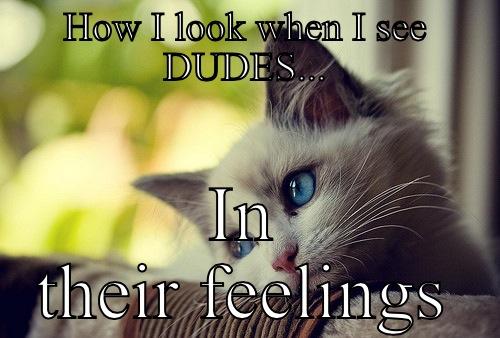 HOW I LOOK WHEN I SEE DUDES... IN THEIR FEELINGS First World Problems Cat