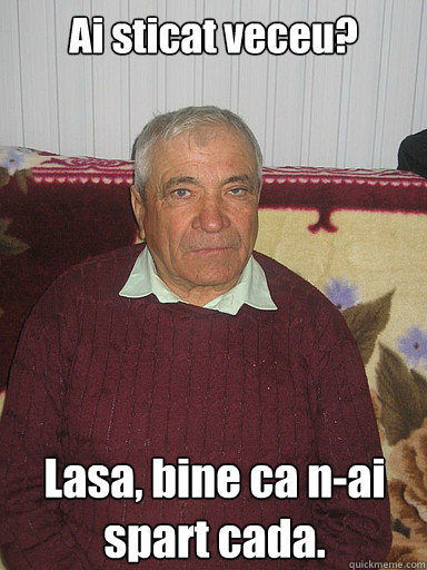 Ai sticat veceu? Lasa, bine ca n-ai spart cada.  Low Expectations Romanian Father