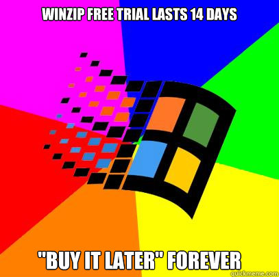 Winzip free trial lasts 14 days 