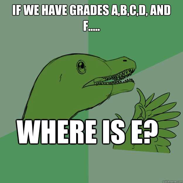 If we have grades A,B,C,D, and F..... Where is E?  